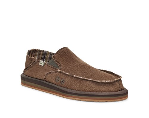 Sanuk Mens Vagabond Soft Top Hemp Collapsible Heel Brown Shoes | OFYNKM824